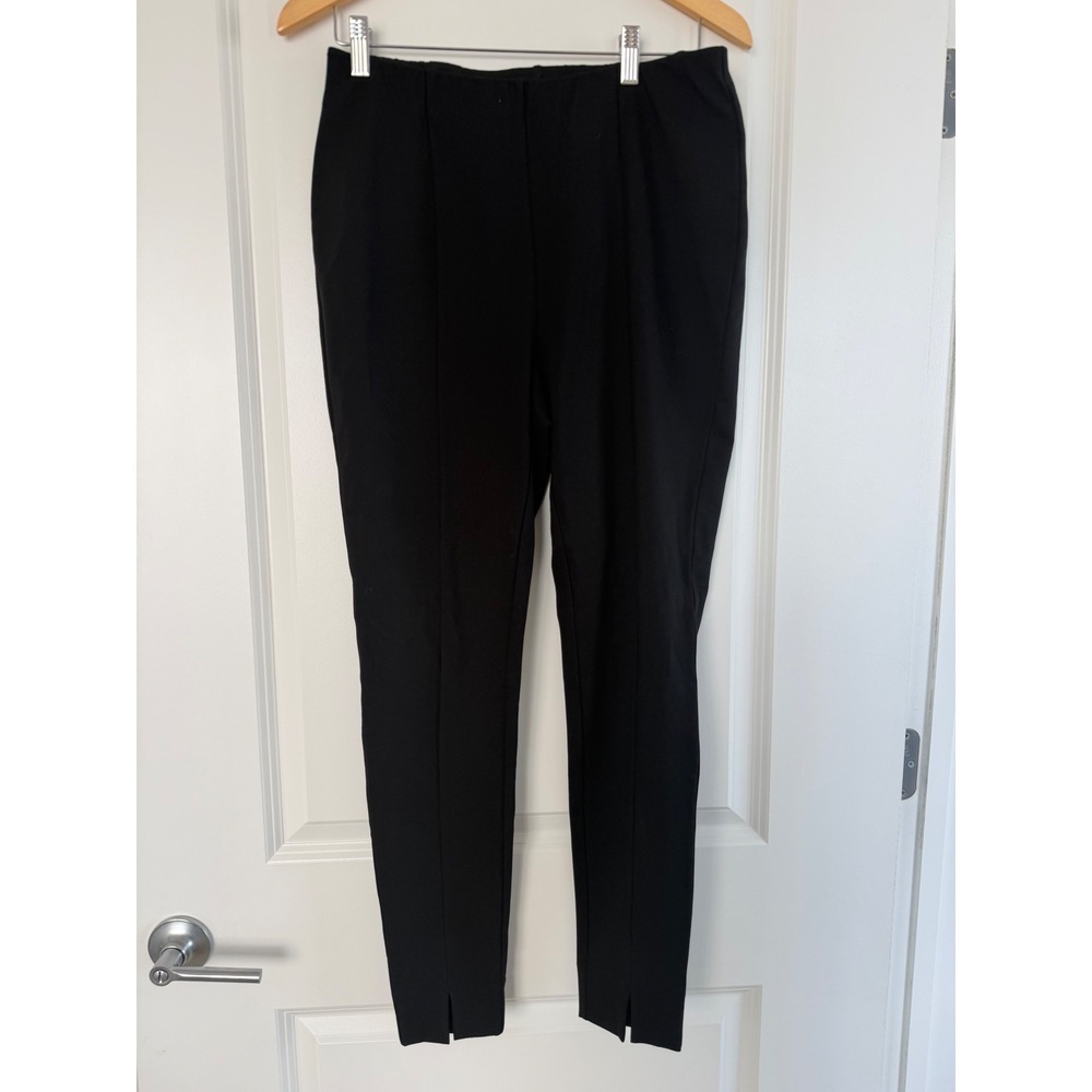 J. Jill Ponte Leggings Women Medium Black Front Seam Ankle Slit Excellent